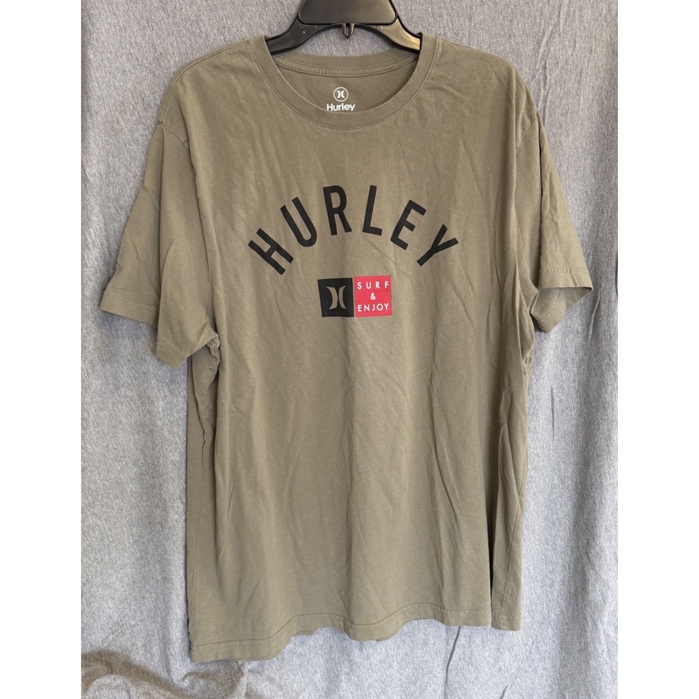 Hurley XL T-Shirt Mens Olive Green Surf‎ Graphic Cotton Surfstyle Streetwear